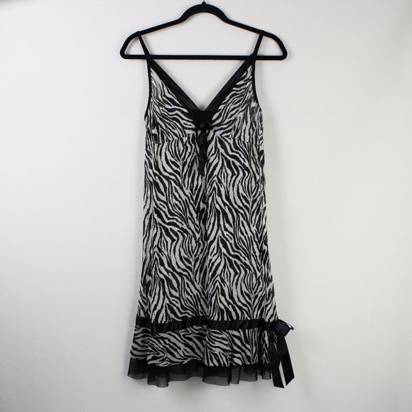 Red Rose Mesh Zebra Print Slip Dress - Picture 15 of 16